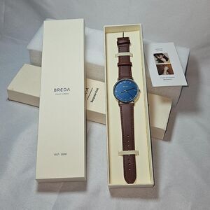 BREDA x Bespoke Post Men’s Watch – Blue Face, Brown Leather Band, New in Box